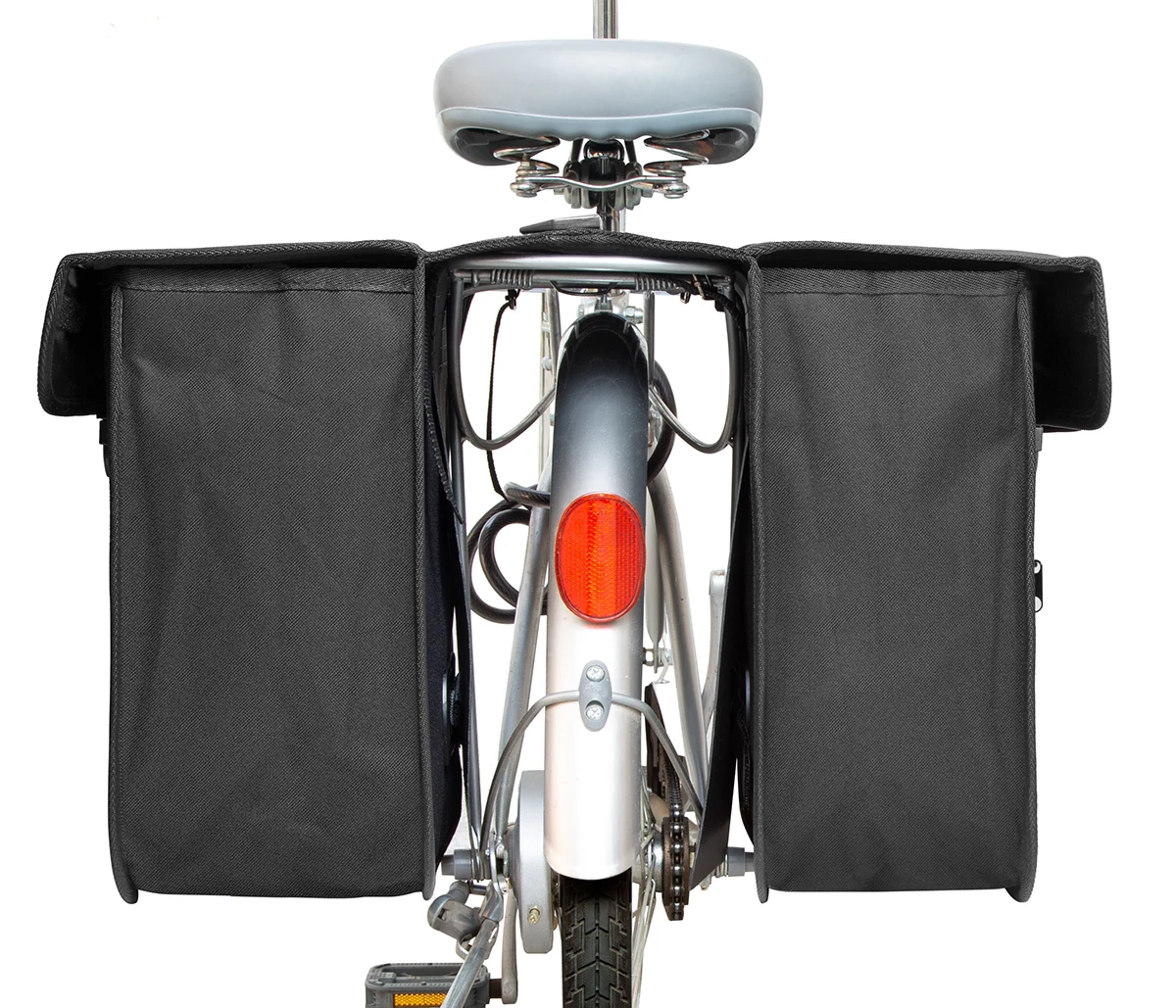 Photography of black bicycle luggage bags