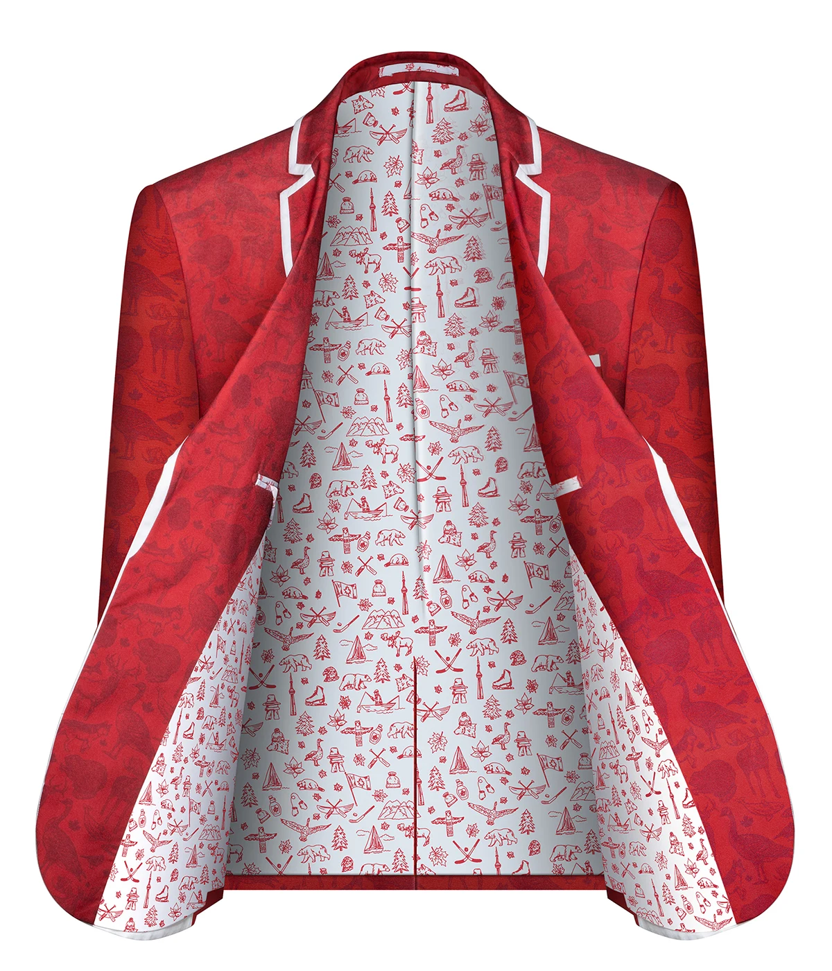 Red print blazer photography 3D hollow photography