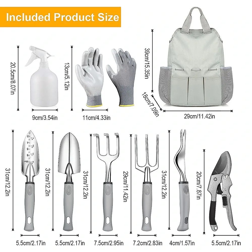 Gardening tools chart information photography and design