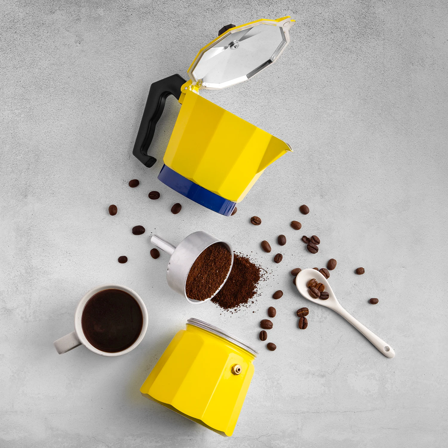 Moka Pot Flat Lay Photography